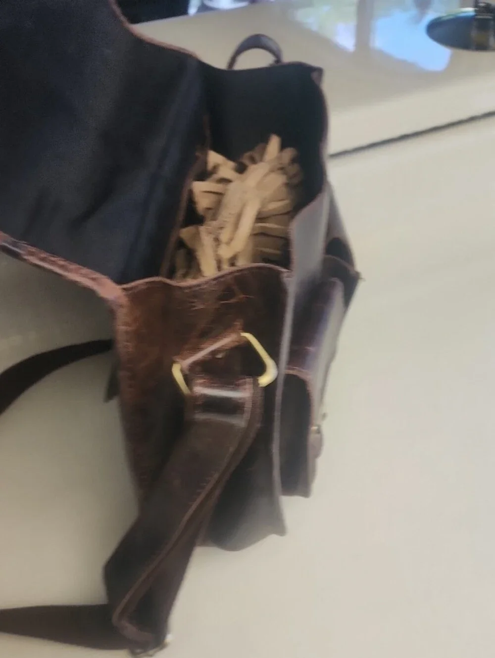 Leather Messenger Bag - Dark Brown